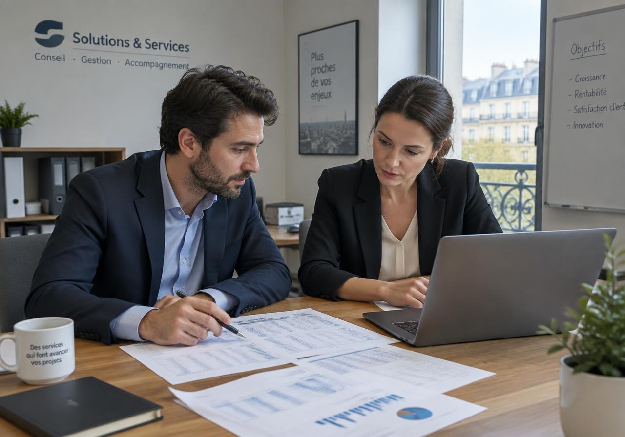 Deux personnes analysant des tableaux financiers